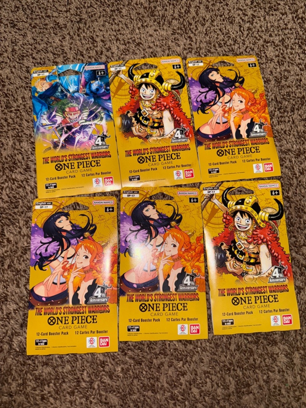 6 Bandai One Piece The Worlds Strongest Warriors 4th Anniversary Sleeved Booster